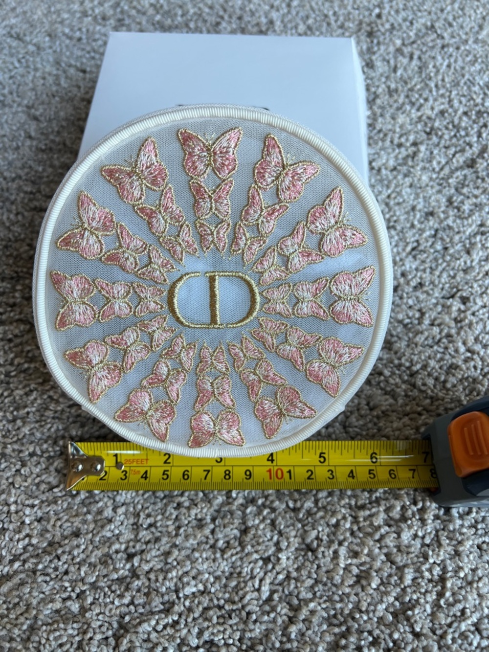 Dior White & Pink Embroidered Butterfly Mesh Pouch NIB - Picture 7 of 10
